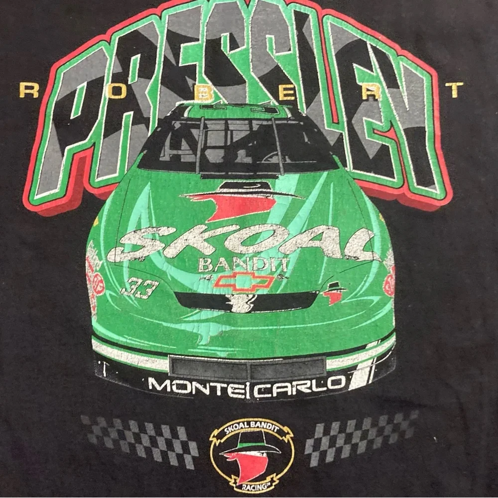 VTG 1995 NASCAR Robert PRESSLEY T Shirt SKOAL Bandit #3 XL Black Green Rookie - Picture 2 of 4